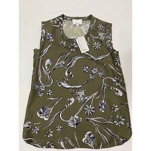 3.1 Phillip Lim Olive Silk Floral sleeveless blouse